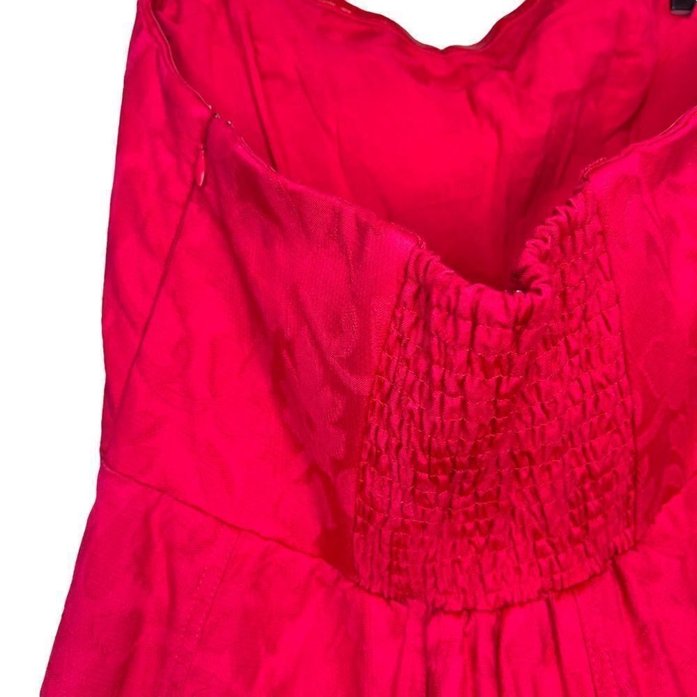 NWT Anthropologie Floral Contrast Sweetheart Midi Dress Raspberry Size 8 - Picture 5 of 11